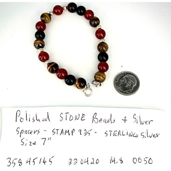 EV# Lovely Polished Stone & Sterling Bracelet - Picture 6 of 6
